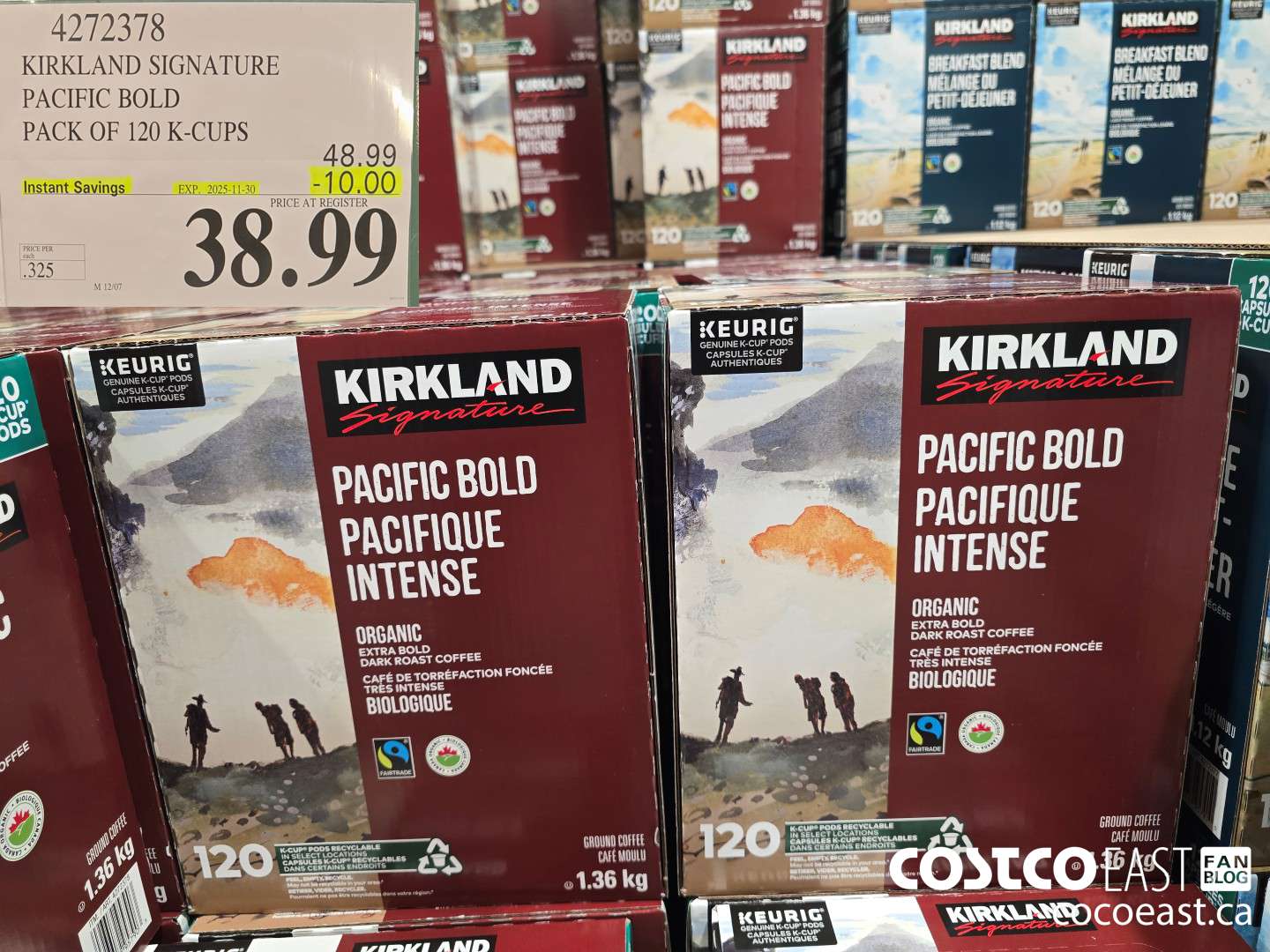4272378 KIRKLAND SIGNATURE PACIFIC BOLD PACK OF 120 K-CUPS ($10.00 INSTANT SAVINGS EXPIRES ON 2025-11-30) $38.99