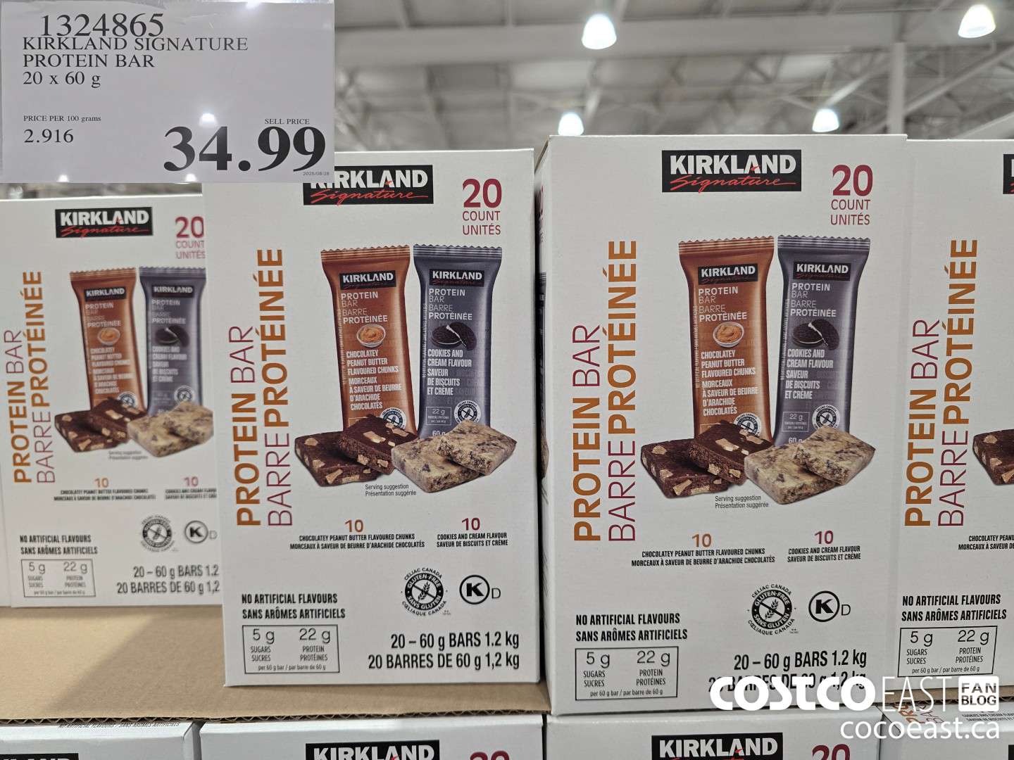 1324865 KIRKLAND SIGNATURE PROTEIN BAR 20 x 60 g $34.99