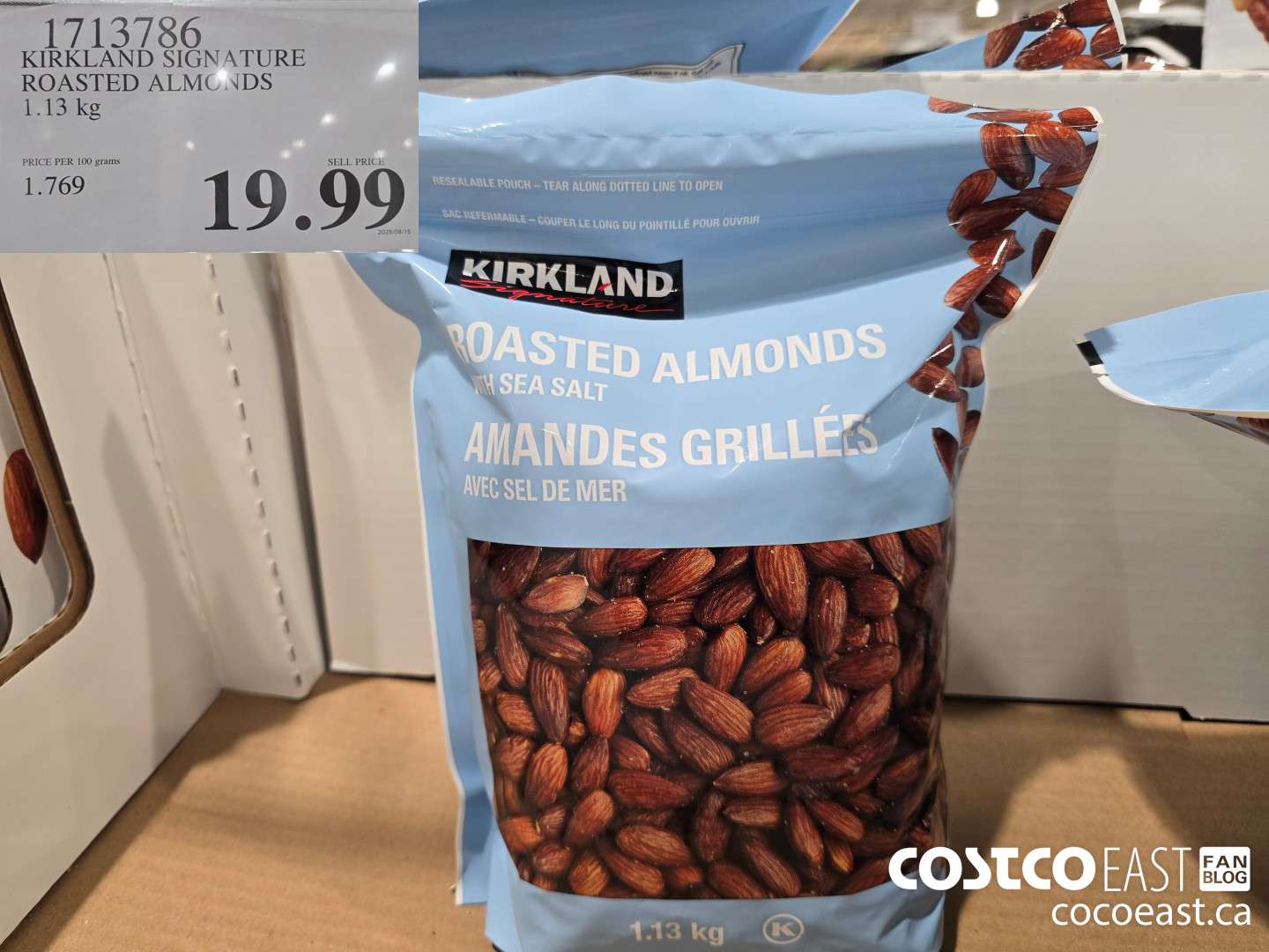 1713786 KIRKLAND SIGNATURE ROASTED ALMONDS 1.13 kg  $19.99