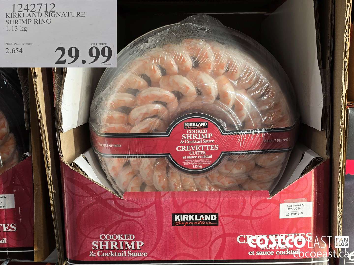 1242712 KIRKLAND SIGNATURE SHRIMP RING 1.13 KG $29.99