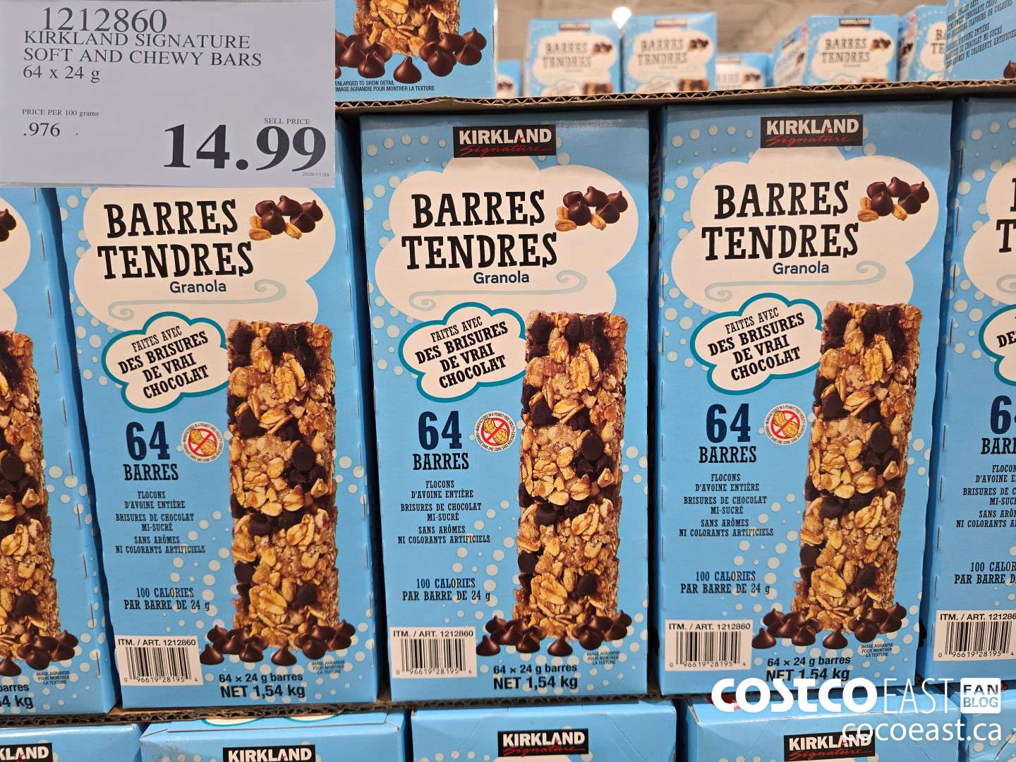 1212860 KIRKLAND SIGNATURE SOFT AND CHEWY BARS 64 X 24 G $14.99