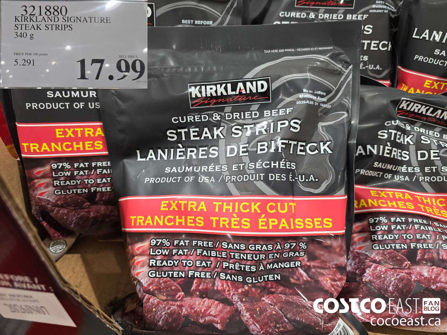 321880 KIRKLAND SIGNATURE STEAK STRIPS 340 g $17.99