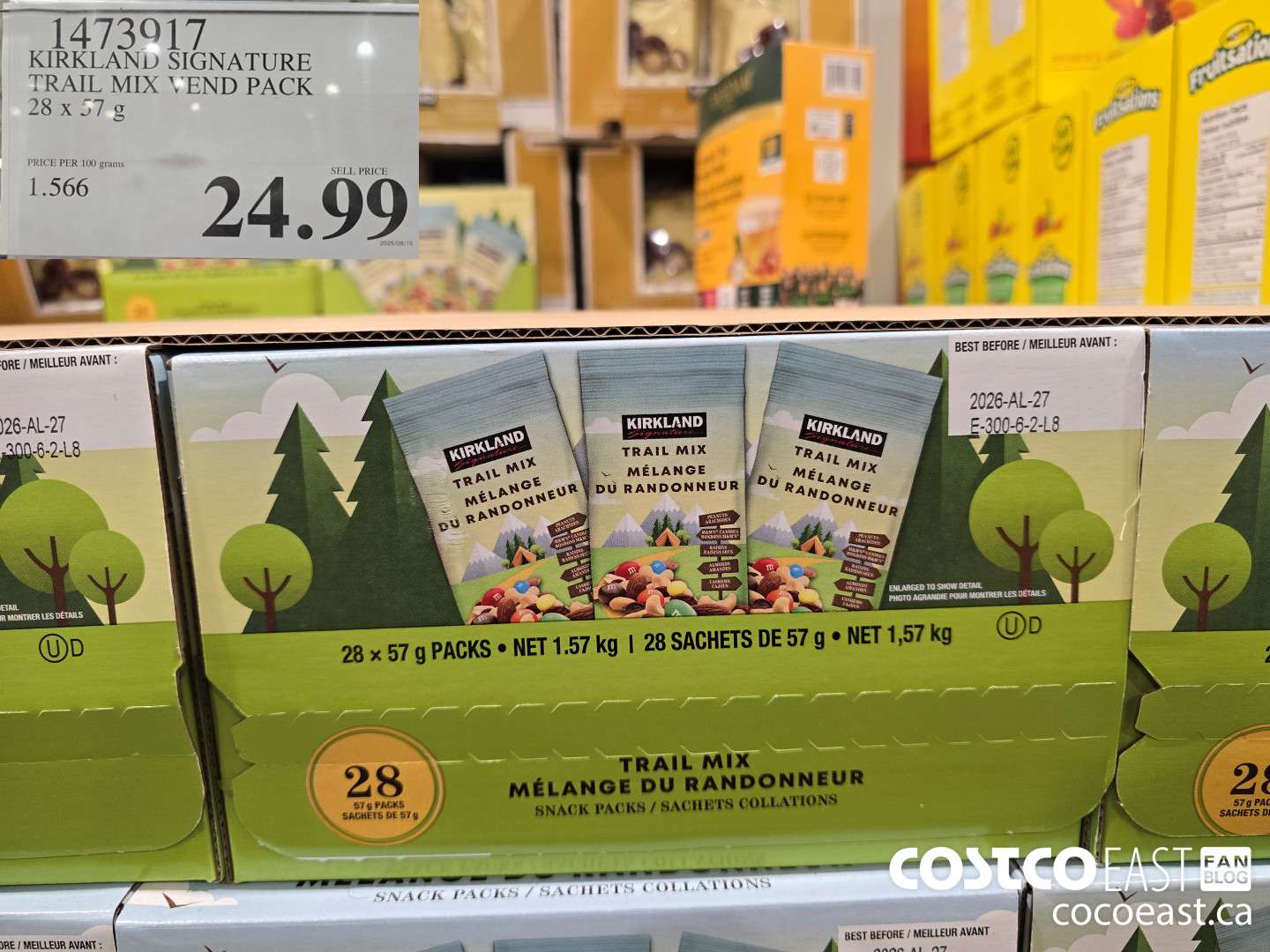 1473917 KIRKLAND SIGNATURE TRAIL MIX VEND PACK 28 X 57 G $24.99