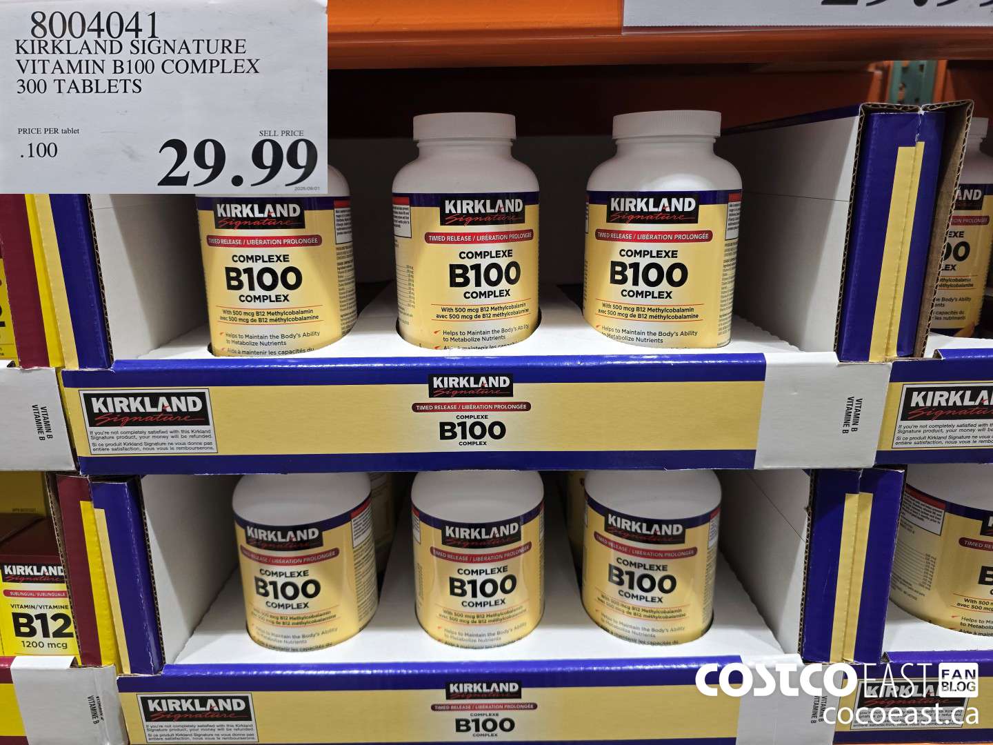 8004041 KIRKLAND SIGNATURE VITAMIN B100 COMPLEX 300 TABLETS $29.99