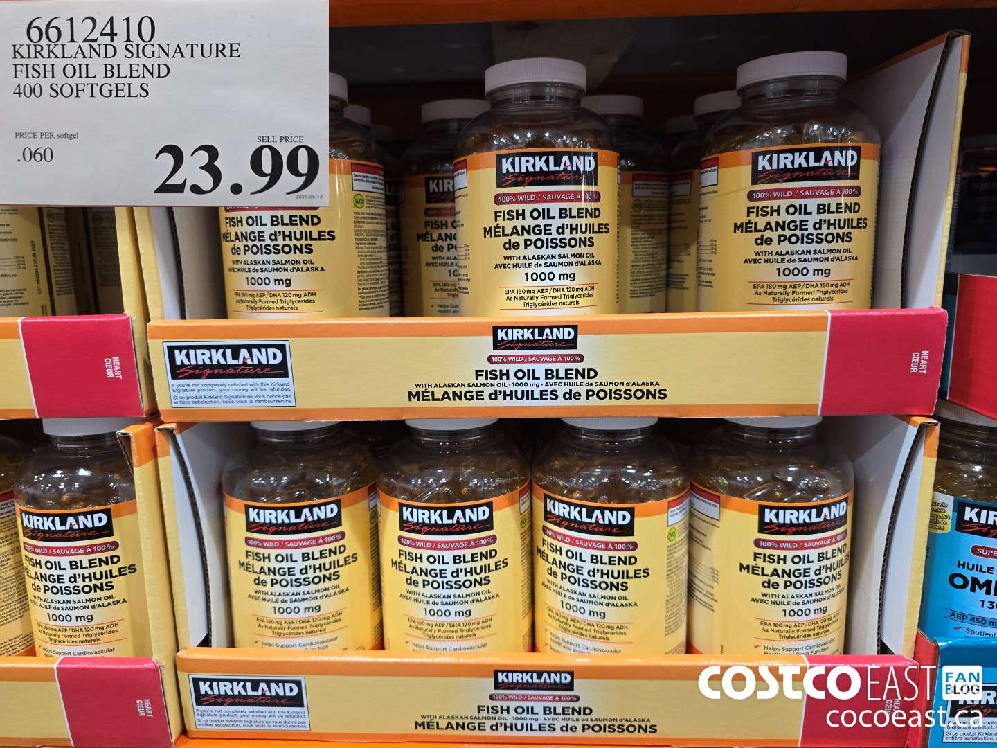 6612410 KIRKLAND SIGNATURE WILD FISH OIL BLEND - 400 SOFTGELS $23.99