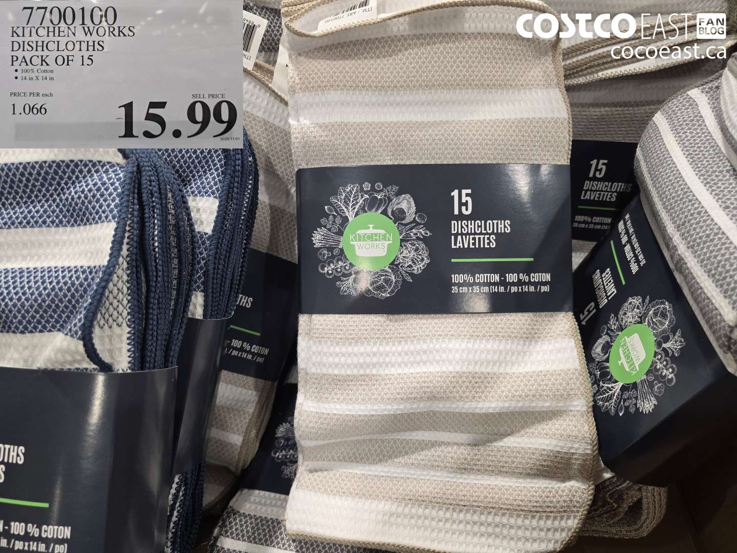 7700100 KITCHEN WORKS DISHCLOTHS PACK OF 15 $15.99