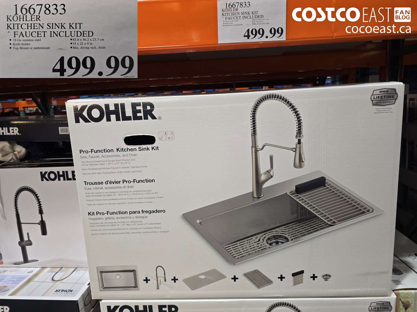 1667833 KOHLER KITCHEN SINK KIT FAUCET INCLUDED $499.99