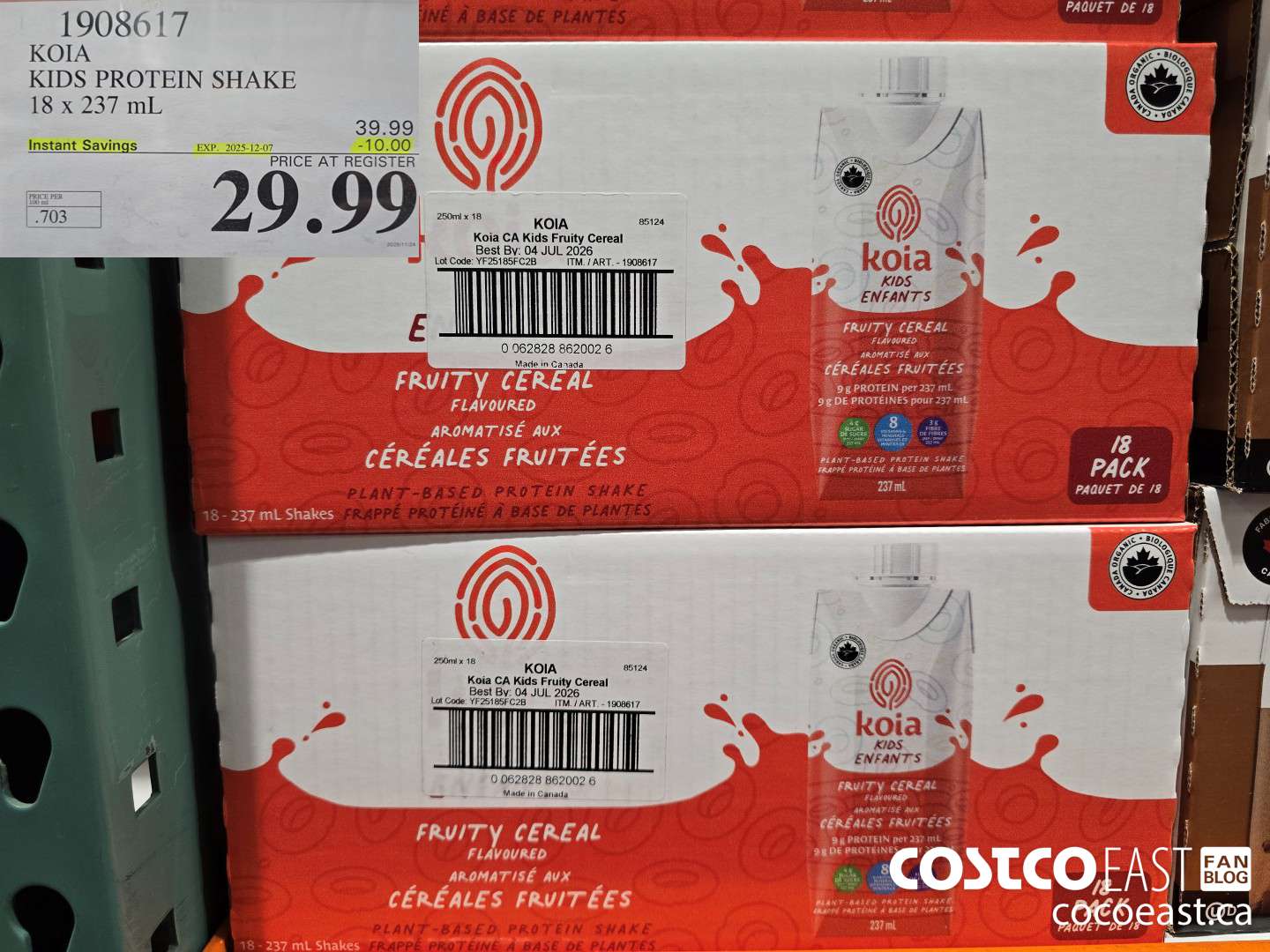 1908617 KOIA KIDS PROTEIN SHAKE 18 X 237 ML ($10.00 INSTANT SAVINGS EXPIRES ON 2025-12-07) $29.99