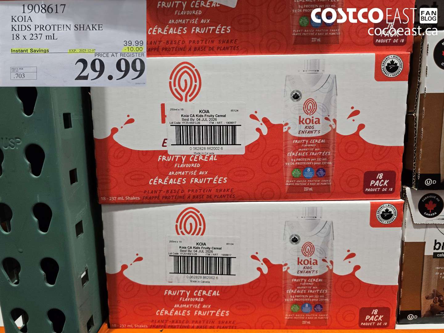 1908617 KOIA KIDS PROTEIN SHAKE 18 X 237 ML ($10.00 INSTANT SAVINGS EXPIRES ON 2025-12-07) $29.99