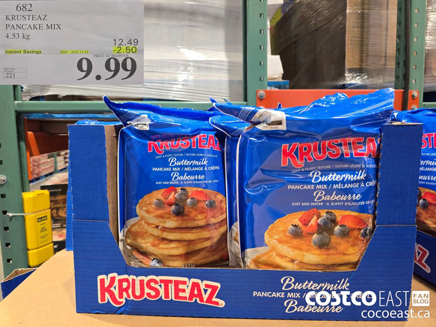 682 KRUSTEAZ PANCAKE MIX 4.53KG ($2.50 INSTANT SAVINGS EXPIRES ON 2025-11-23) $9.99