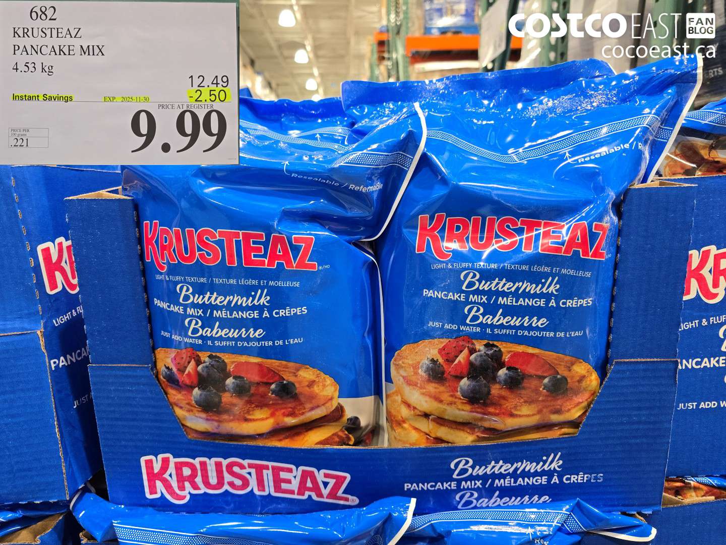 682 KRUSTEAZ PANCAKE MIX 4.53KG ($2.50 INSTANT SAVINGS EXPIRES ON 2025-11-30) $9.99
