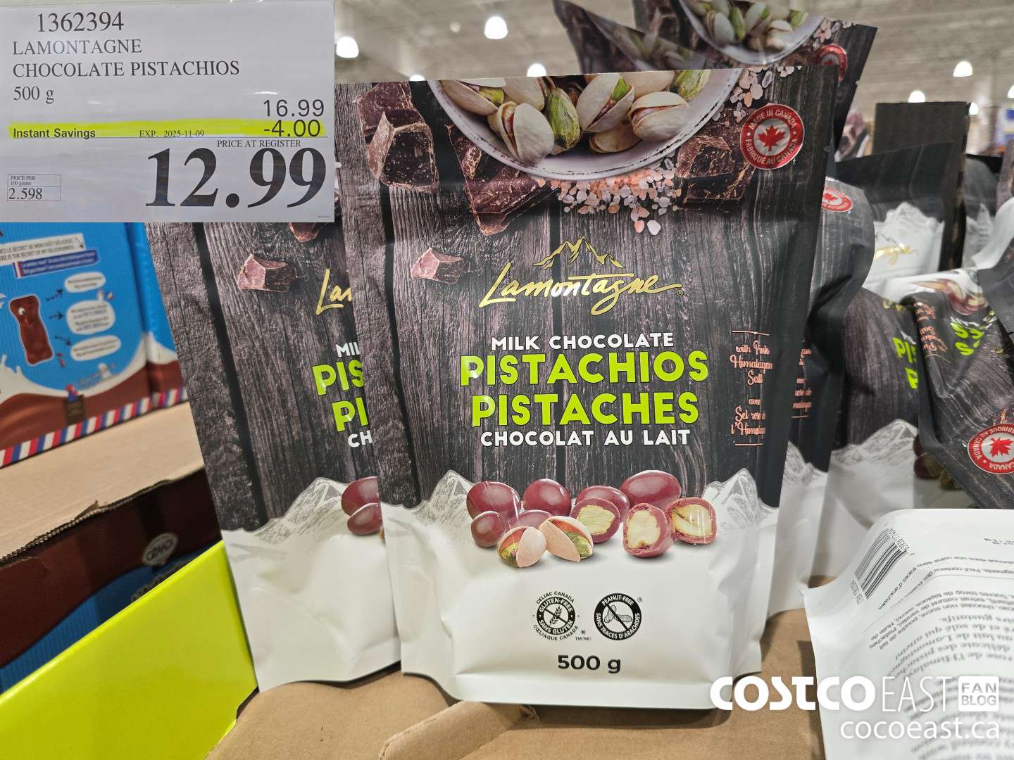 1362394 LAMONTAGNE CHOCOLATE PISTACHIOS 500g ($4.00 INSTANT SAVINGS EXPIRES ON 2025-11-09) $12.99