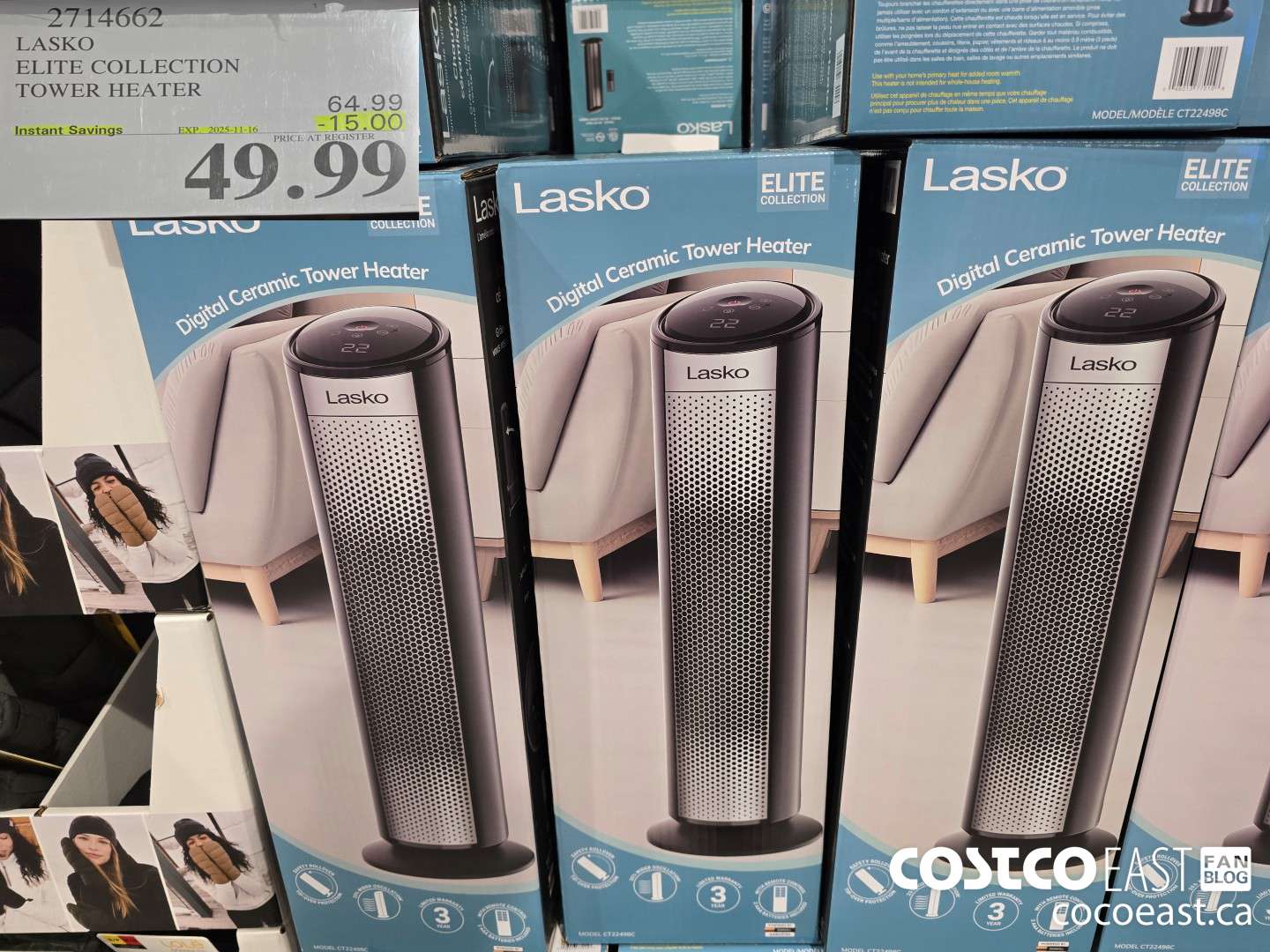 2714662 LASKO ELITE COLLECTION TOWER HEATER ($15.00 INSTANT SAVINGS EXPIRES ON 2025-11-16) $49.99
