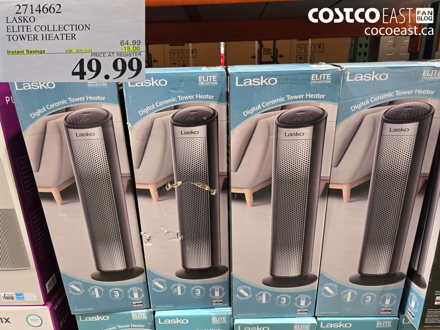 2714662 LASKO ELITE COLLECTION TOWER HEATER ($15.00 INSTANT SAVINGS EXPIRES ON 2025-12-07) $49.99