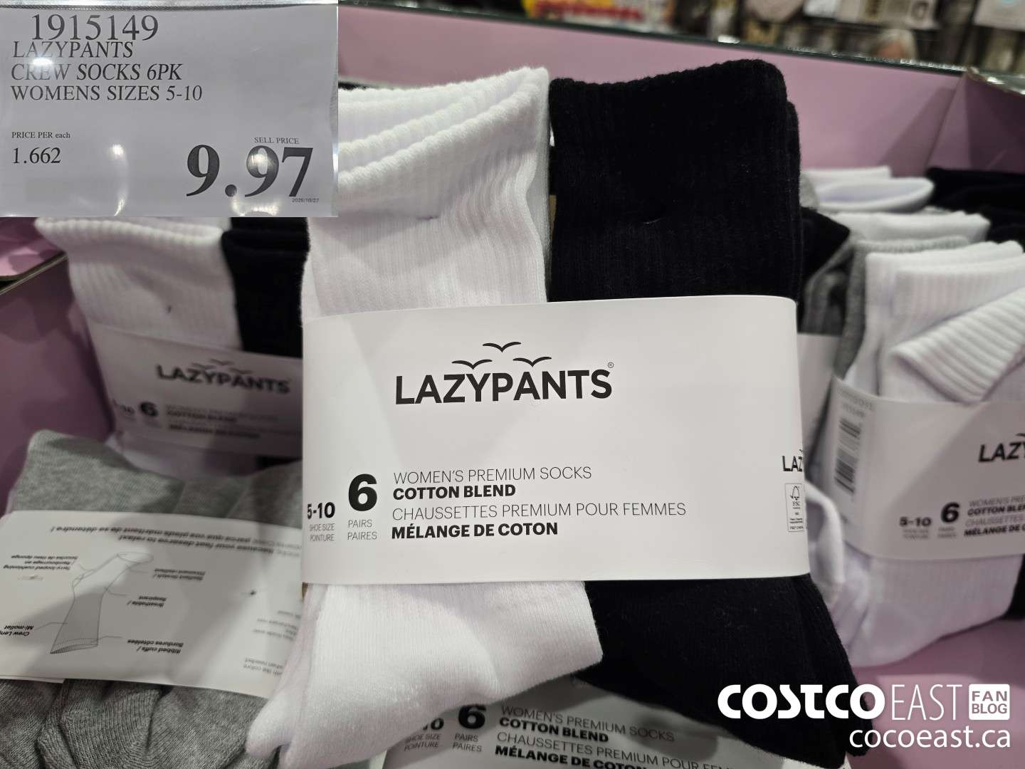 1915149 LAZYPANTS CREW SOCKS 6PK WOMENS SIZES 5-10 $9.97
