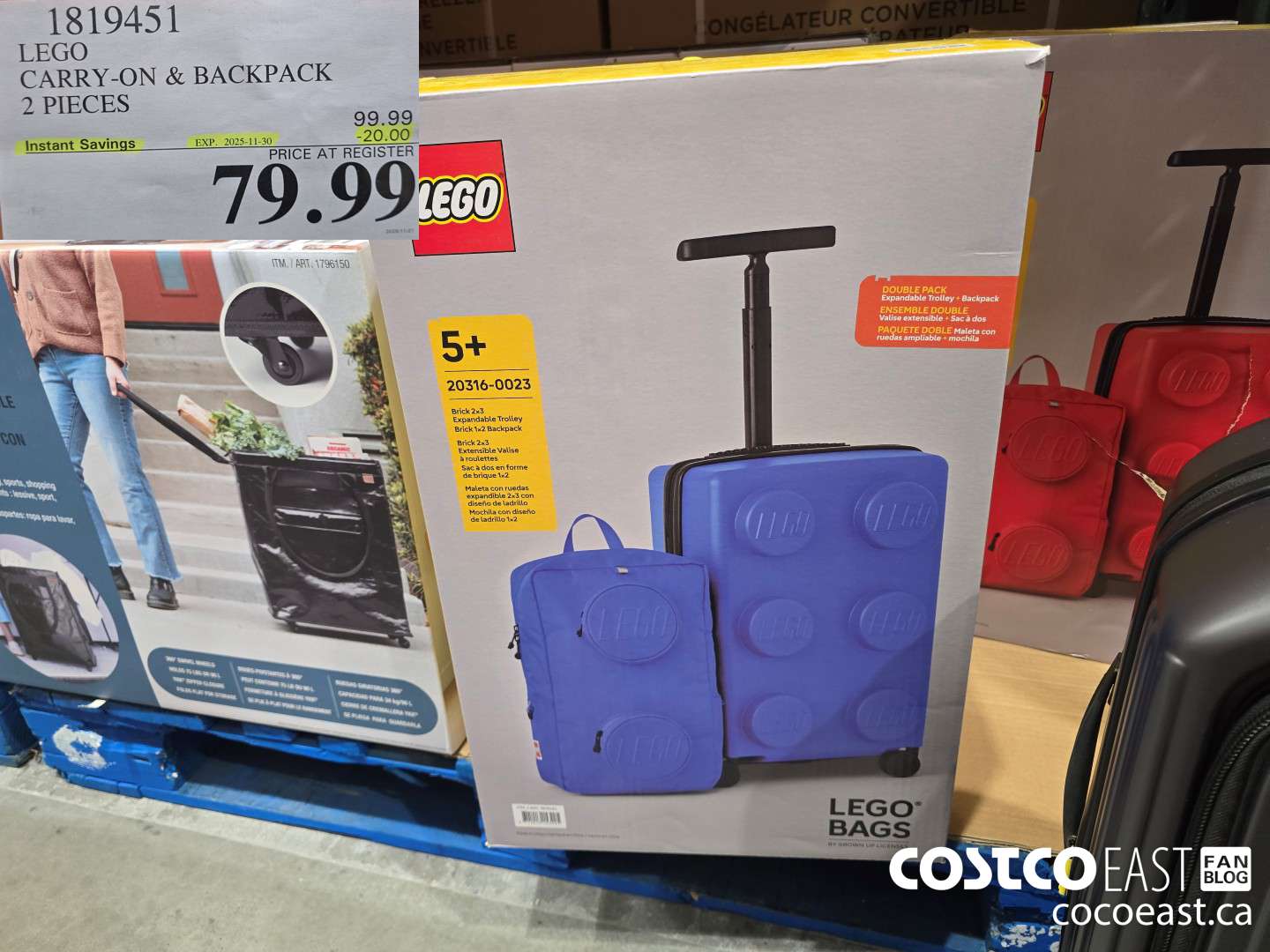 1819451 LEGO CARRY-ON & BACKPACK 2 PIECES ($20.00 INSTANT SAVINGS EXPIRES ON 2025-11-30) $79.99