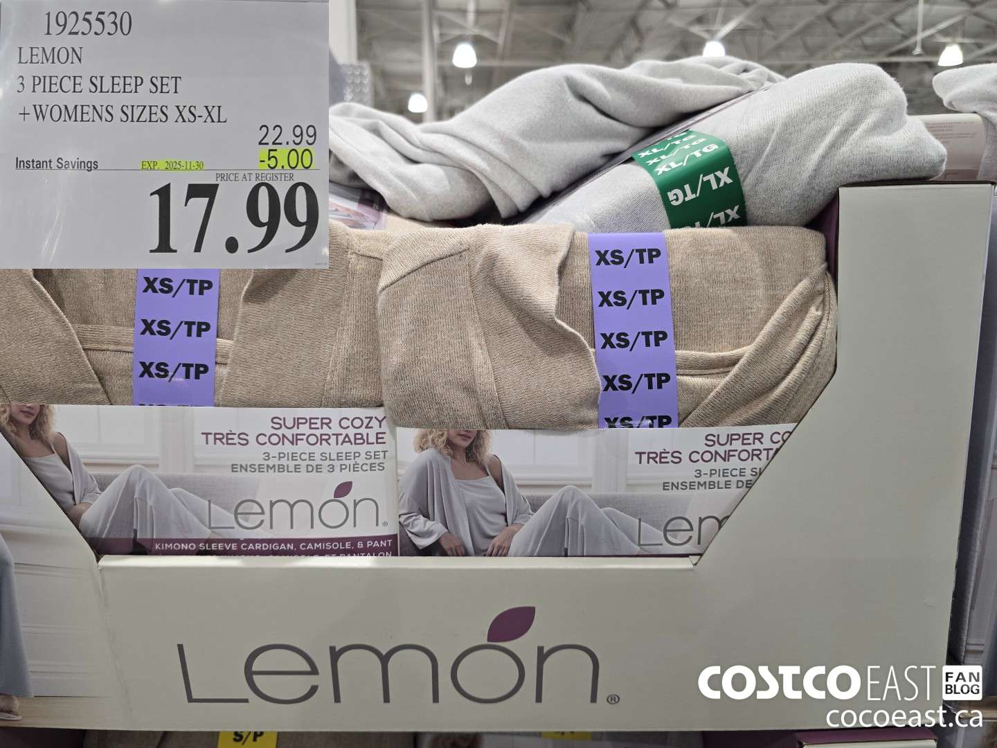 1925530 LEMON 3 PIECE SLEEP SET +WOMENS SIZES XS-XL ($5.00 INSTANT SAVINGS EXPIRES ON 2025-11-30) $17.99