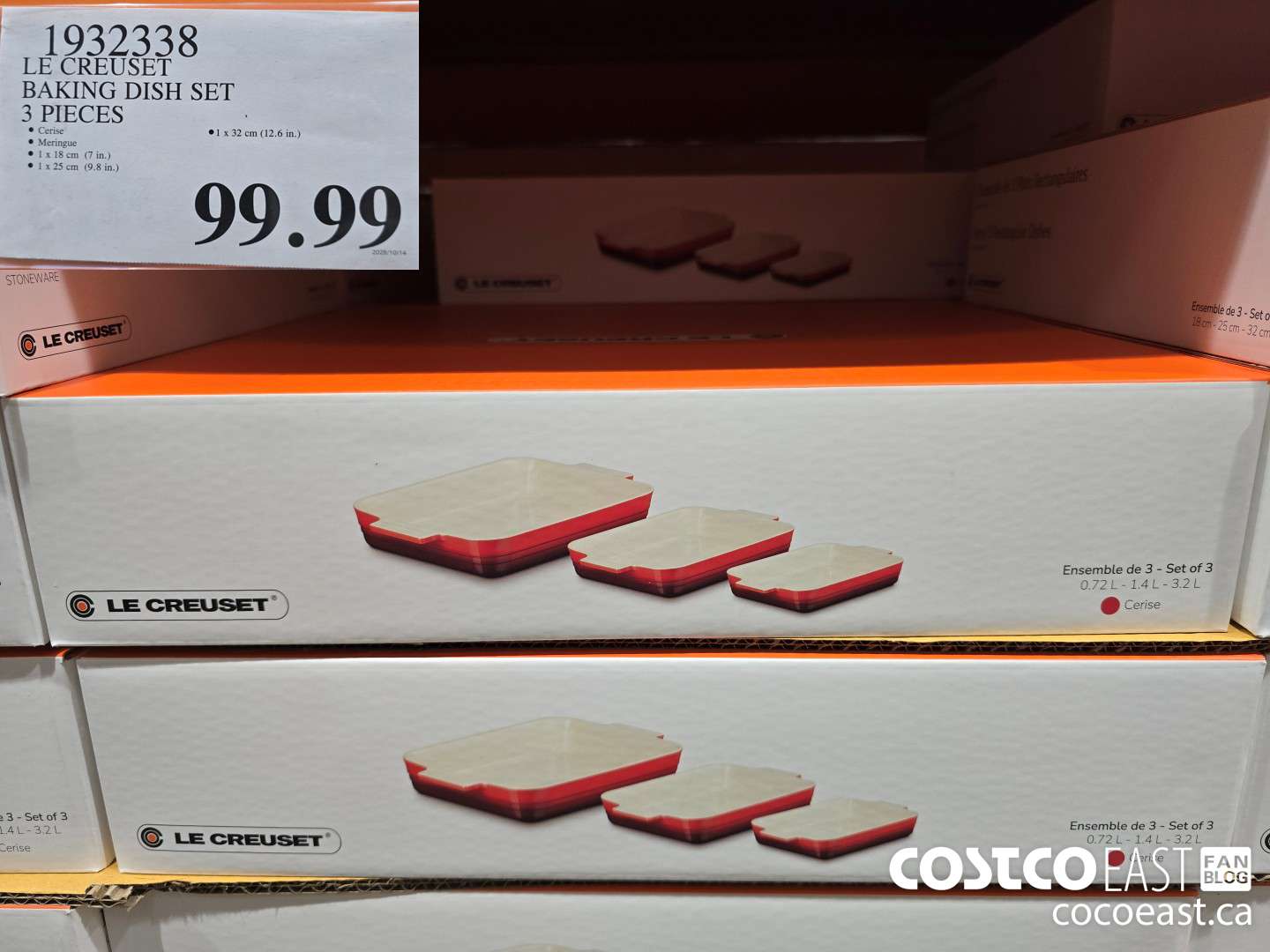 1932338 LE CREUSET BAKING DISH SET 3 PIECES $99.99