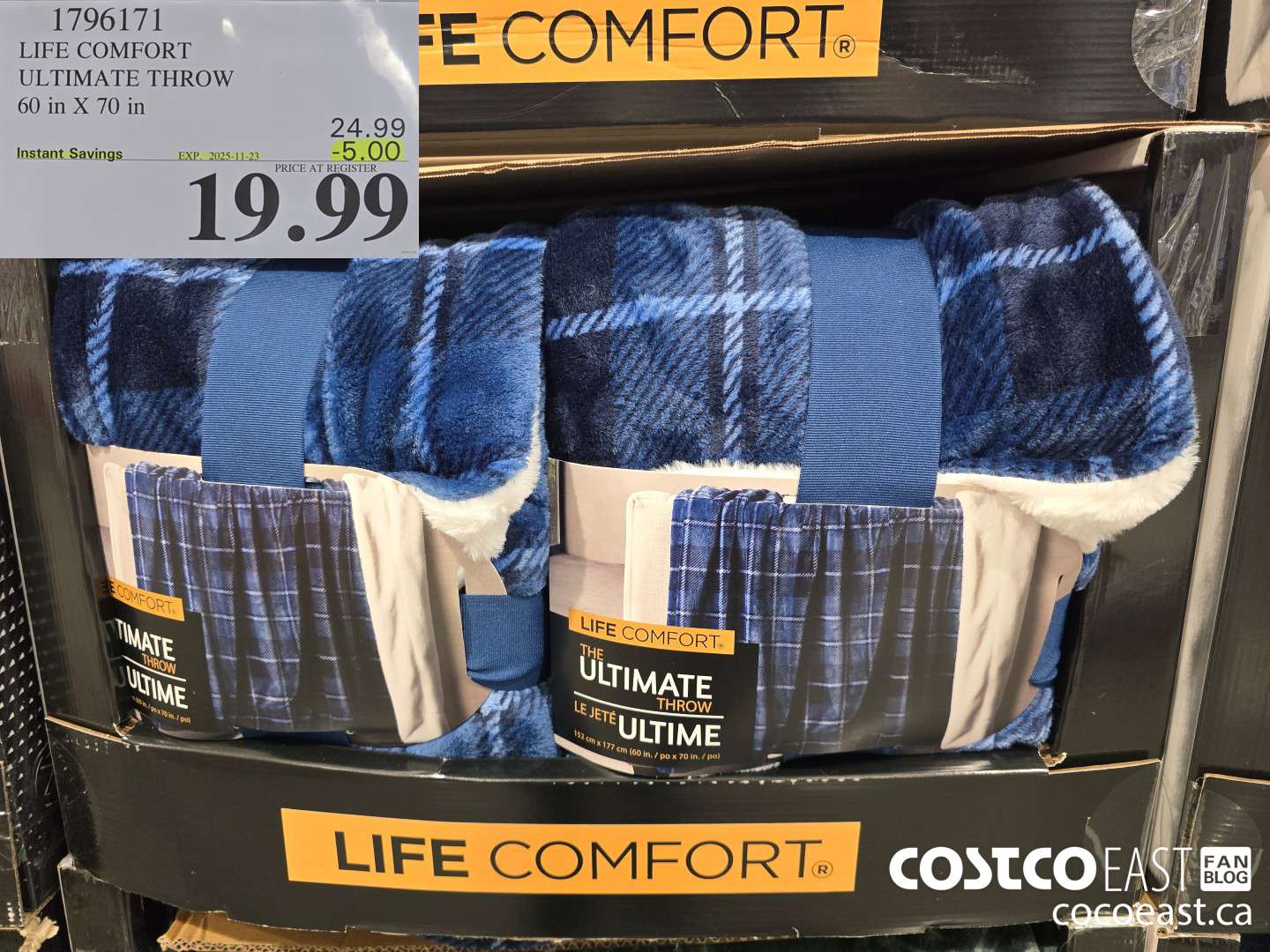 1796171 LIFE COMFORT ULTIMATE THROW 60 in X 70 in ($5.00 INSTANT SAVINGS EXPIRES ON 2025-11-23) $19.99