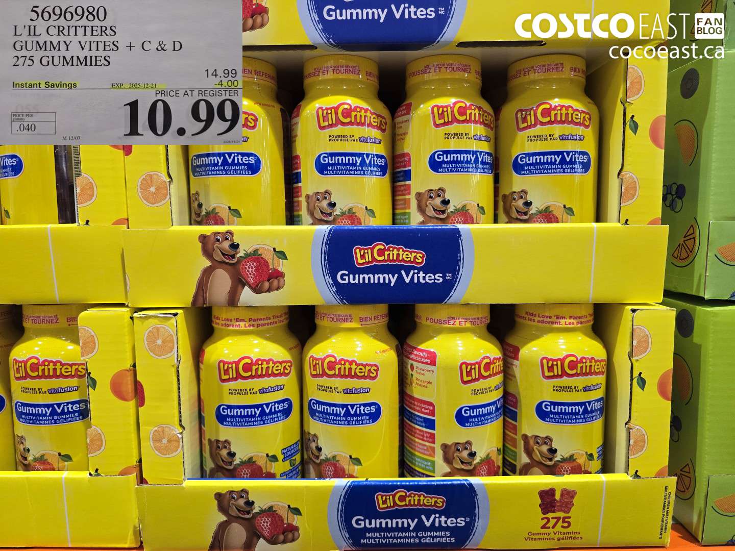 5696980 L'IL CRITTERS GUMMY VITES + C & D 275 GUMMIES ($4.00 INSTANT SAVINGS EXPIRES ON 2025-12-21) $10.99