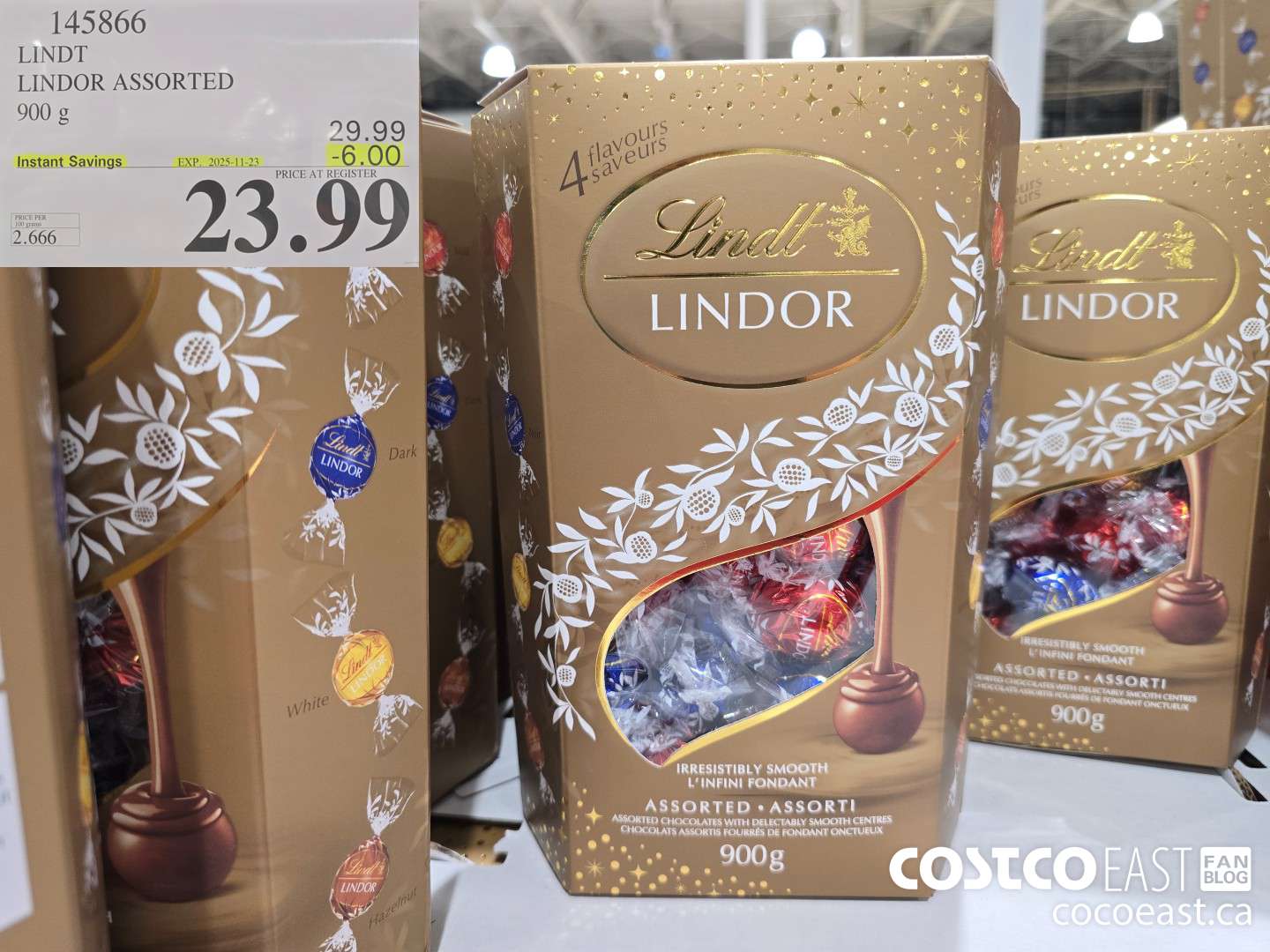 145866 LINDT LINDOR ASSORTED 900 G ($6.00 INSTANT SAVINGS EXPIRES ON 2025-11-23) $23.99