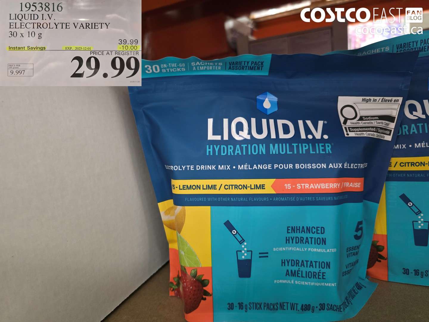 1953816 LIQUID I.V. ELECTROLYTE VARIETY 30 X 10 G ($10.00 INSTANT SAVINGS EXPIRES ON 2025-12-01) $29.99