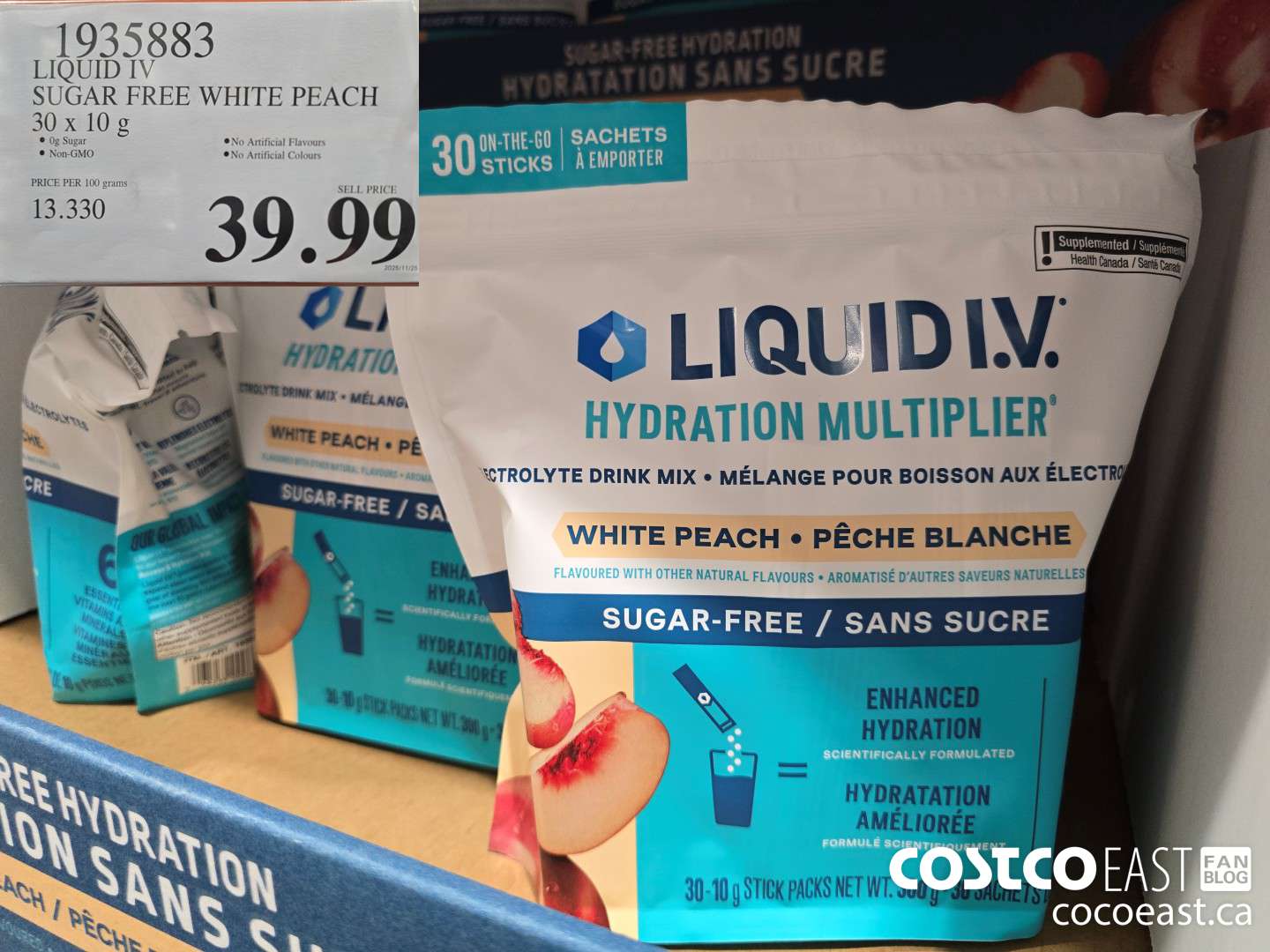 1935883 LIQUID IV SUGAR FREE WHITE PEACH 30 x 10 g $39.99