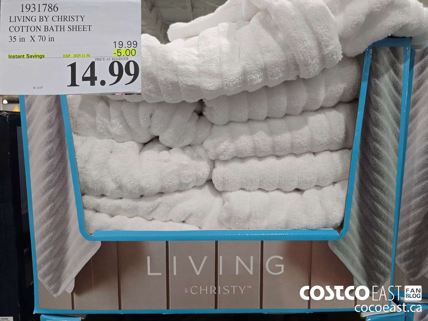 1931786 LIVING BY CHRISTY COTTON BATH SHEET 35 in X 70 in ($5.00 INSTANT SAVINGS EXPIRES ON 2025-11-30) $14.99