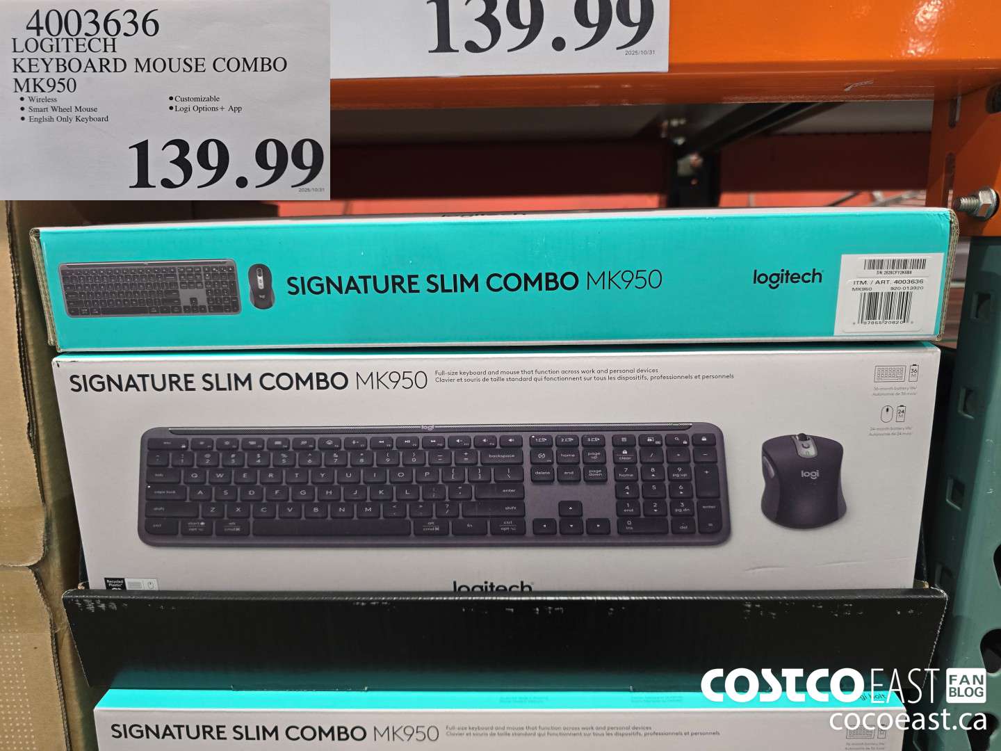 4003636 LOGITECH KEYBOARD MOUSE COMBO MK950 $139.99