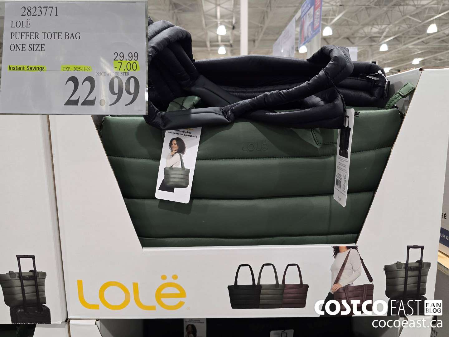 2823771 LOLE PUFFER TOTE BAG ONE SIZE  ($7.00 INSTANT SAVINGS EXPIRES ON 2025-11-09) $22.99