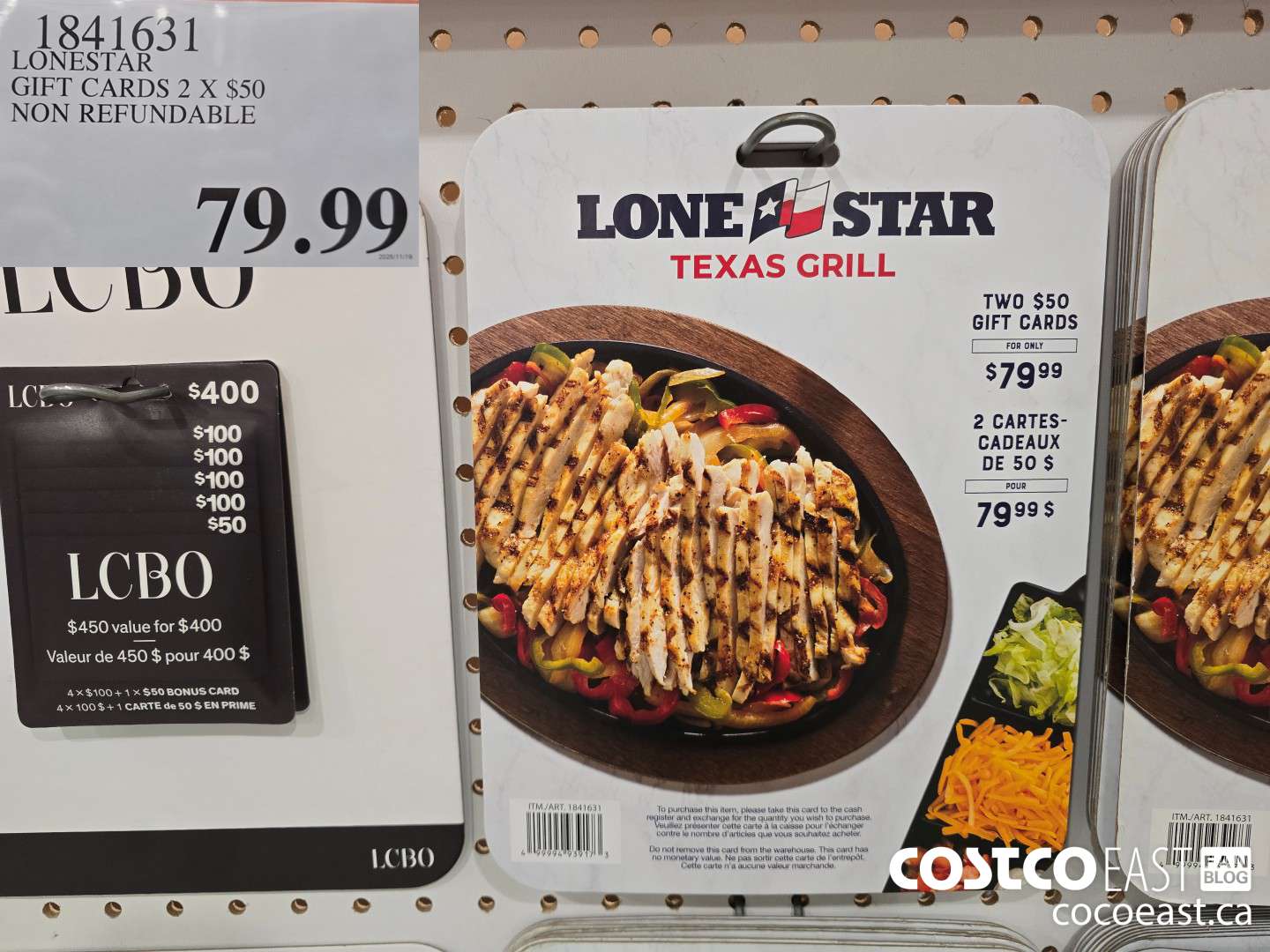 1841631 LONESTAR GIFT CARDS 2 X $50 ITEM IS NON-REFUNDABLE $79.99