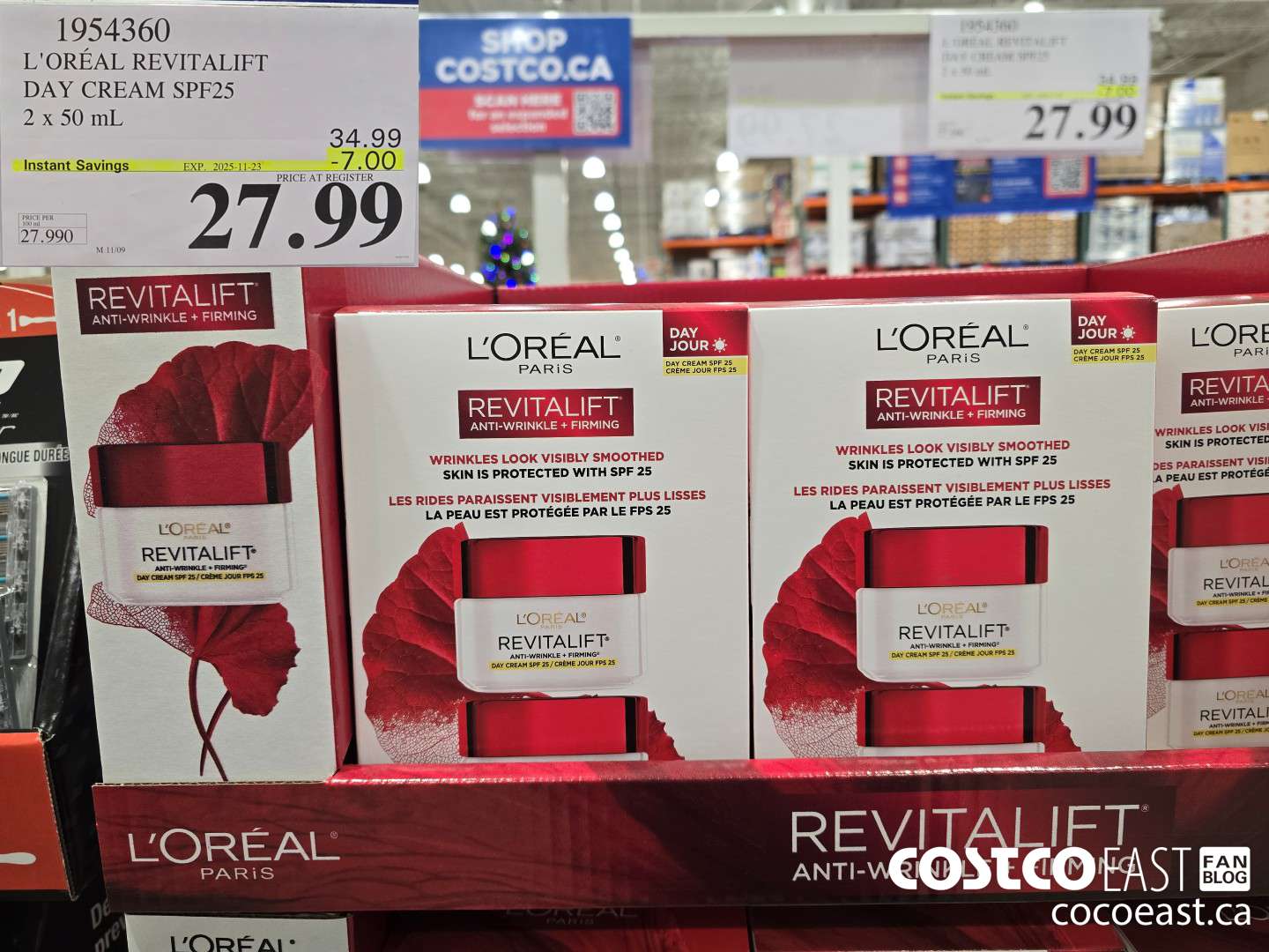 1954360 L'OREAL REVITALIFT DAY CREAM SPEF25 2x 50 mL ($7.00 INSTANT SAVINGS EXPIRES ON 2025-11-23) $27.99