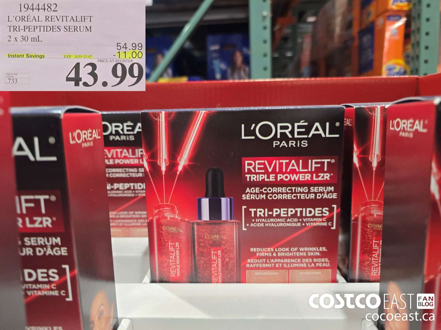1944482 L'OREAL REVITALIFT TRI-PEPTIDES SERUM 2 x 30 mL ($11.00 INSTANT SAVINGS EXPIRES ON 2025-12-07) $43.99