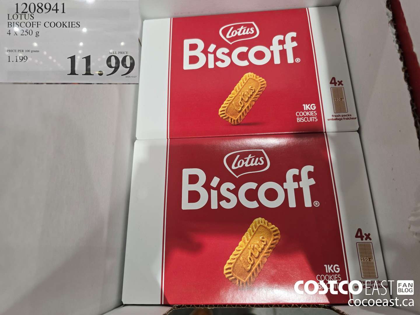 1208941 LOTUS BISCOFF COOKIES 4 x 250 g $11.99