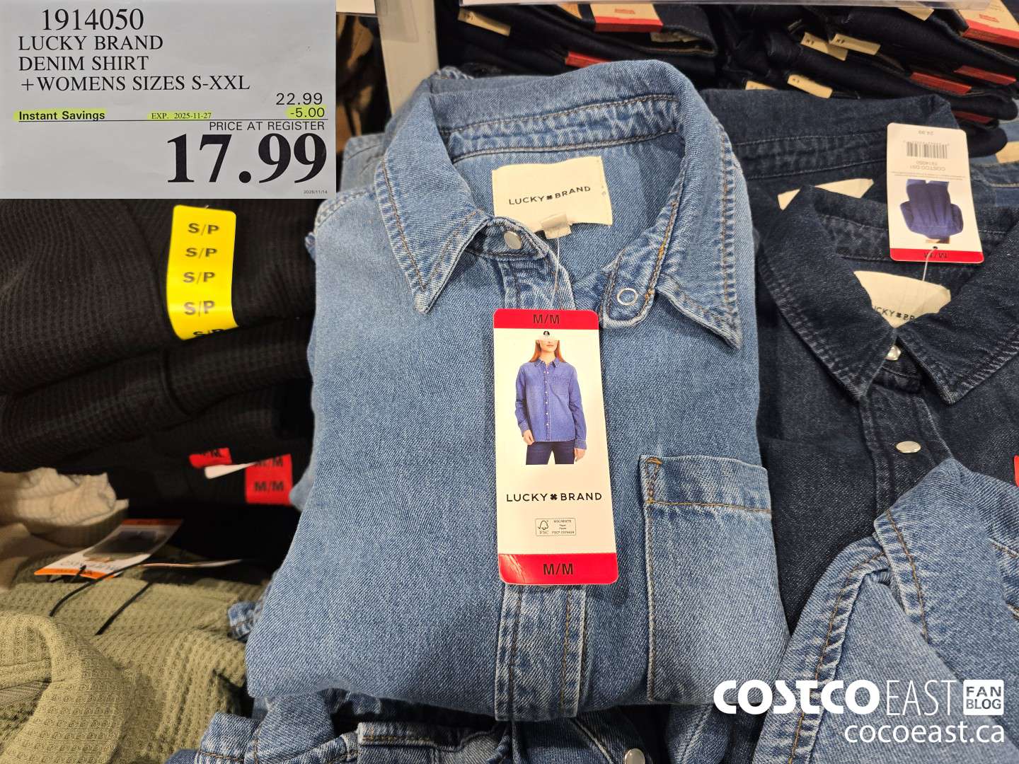 1914050 LUCKY BRAND DENIM SHIRT + WOMENS SIZES S-XXL ($5.00 INSTANT SAVINGS EXPIRES ON 2025-11-27) $17.99