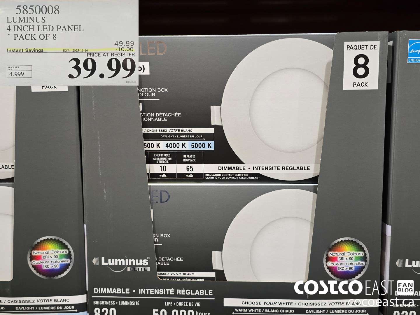 5850008 LUMINUS 4 INCH LED PANEL PACK OF 8 ($10.00 INSTANT SAVINGS EXPIRES ON 2025-11-16) $39.99