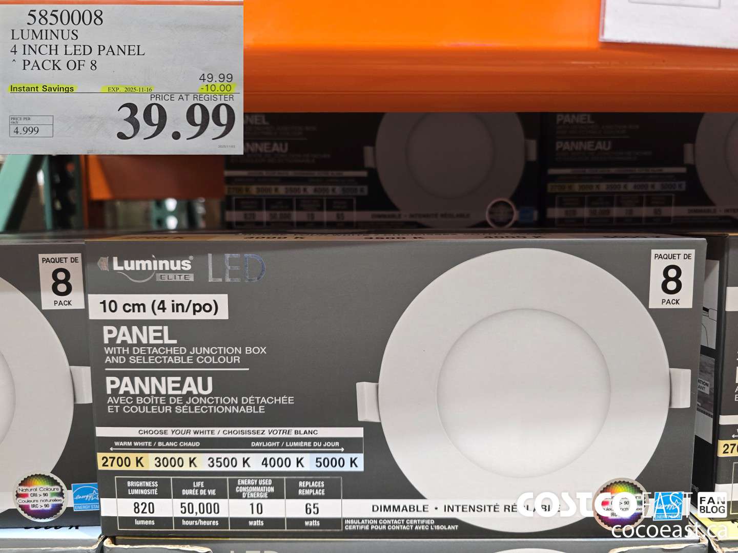 5850008 LUMINUS 4 INCH LED PANEL PACK OF 8 ($10.00 INSTANT SAVINGS EXPIRES ON 2025-11-16) $39.99