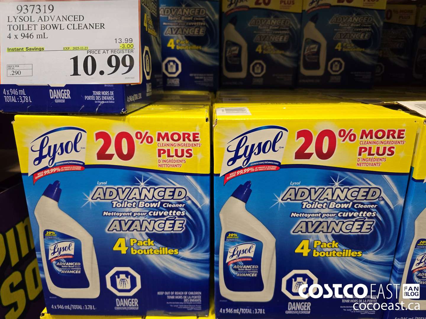 937319 LYSOL ADVANCED TOILET BOWL CLEANER 4 X 946 ML ($3.00 INSTANT SAVINGS EXPIRES ON 2025-11-23) $10.99