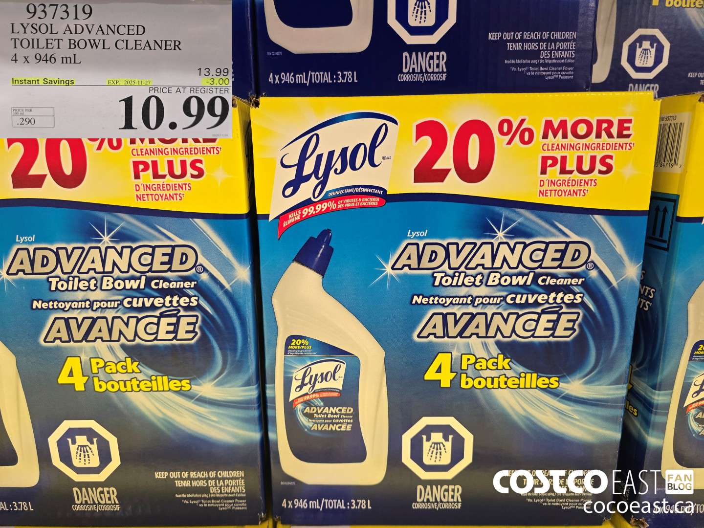 937319 LYSOL ADVANCED TOILET BOWL CLEANER 4 X 946 ML ($3.00 INSTANT SAVINGS EXPIRES ON 2025-11-27) $10.99
