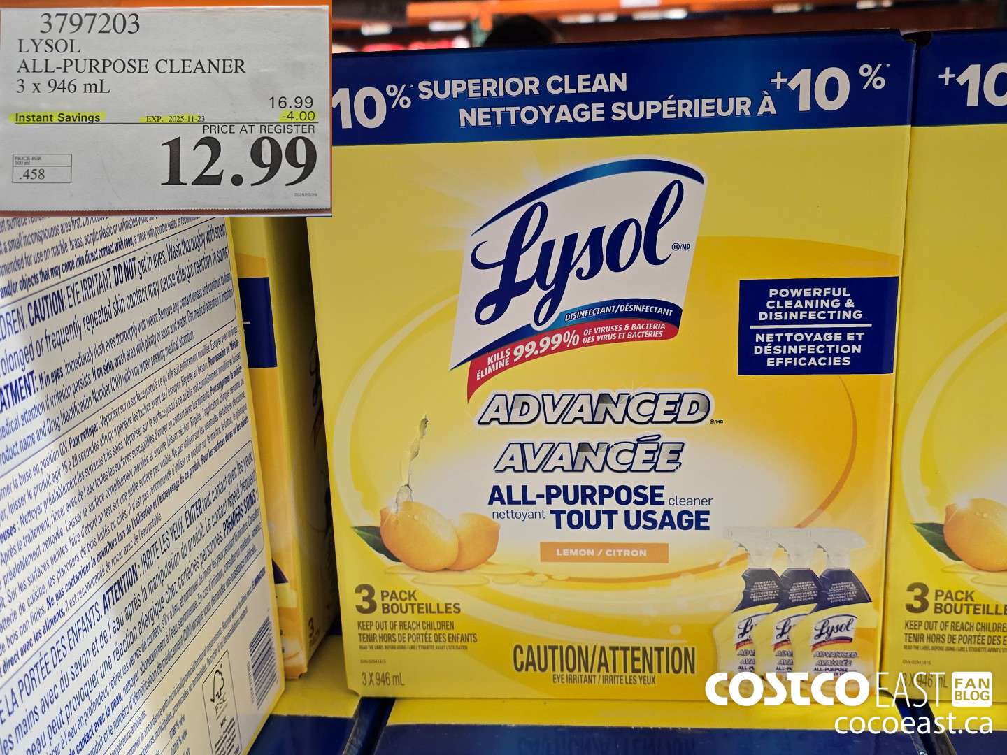 3797203 LYSOL ALL-PURPOSE CLEANER 3 x 946 mL ($4.00 INSTANT SAVINGS EXPIRES ON 2025-11-23) $12.99