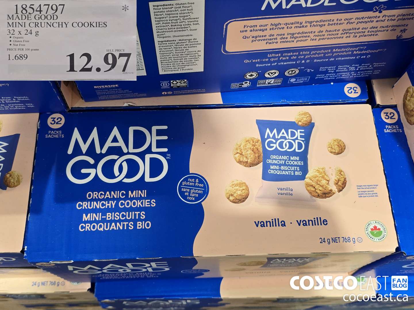 1854797 MADE GOOD MINI CRUNCHY COOKIES 32 x 24 g $12.97