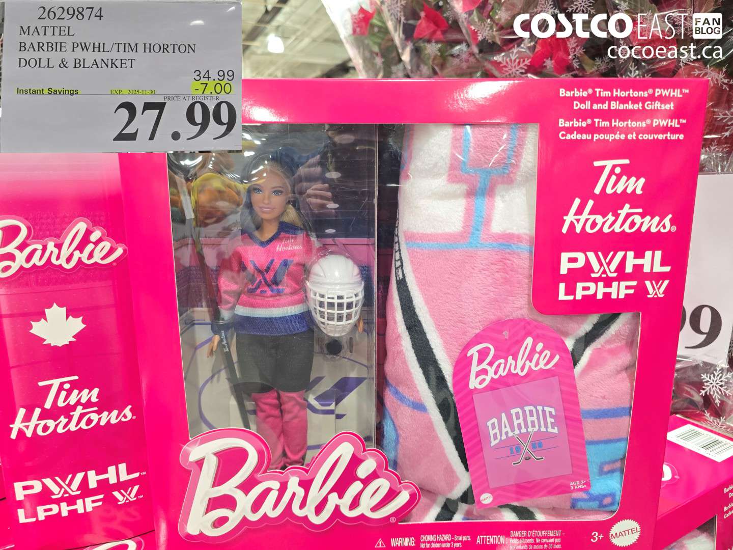 2629874 MATTEL BARBIE PWHL/TIM HORTON DOLL & BLANKET ($7.00 INSTANT SAVINGS EXPIRES ON 2025-11-30) $27.99