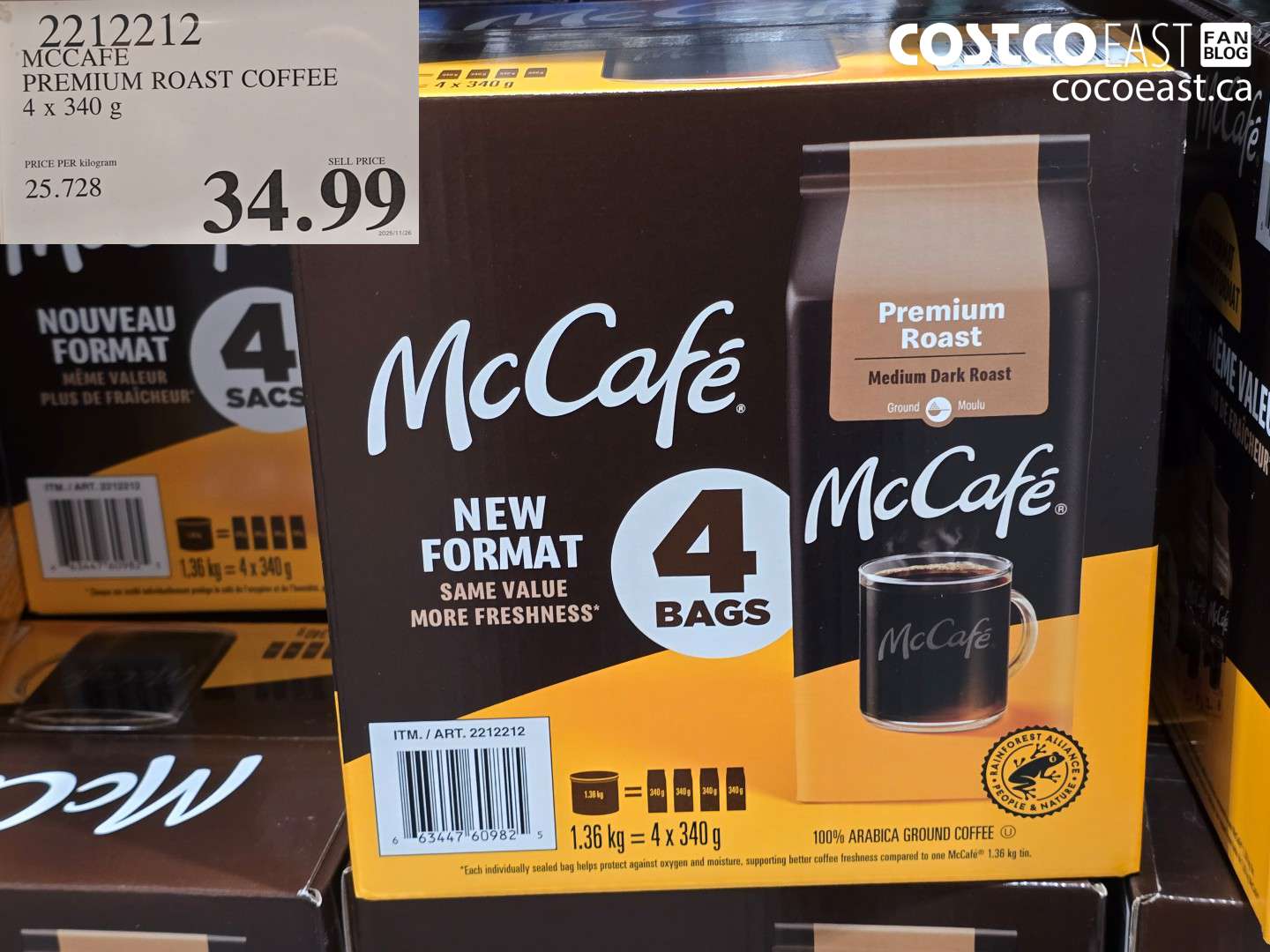 2212212 MCCAFE PREMIUM ROAST COFFEE 4 x 340 g $34.99