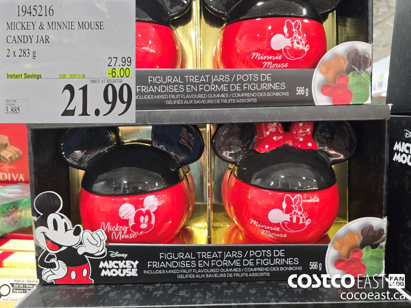 1945216 MICKEY & MINNIE MOUSE CANDY JAR 2 X 283 g ($6.00 INSTANT SAVINGS EXPIRES ON 2025-11-26) $21.99