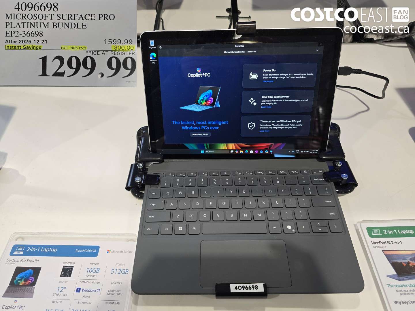 4096698 MICROSOFT SURFACE PRO PLATINUM BUNDLE EP2-36698 ($300.00 INSTANT SAVINGS EXPIRES ON 2025-12-21) $1299.99