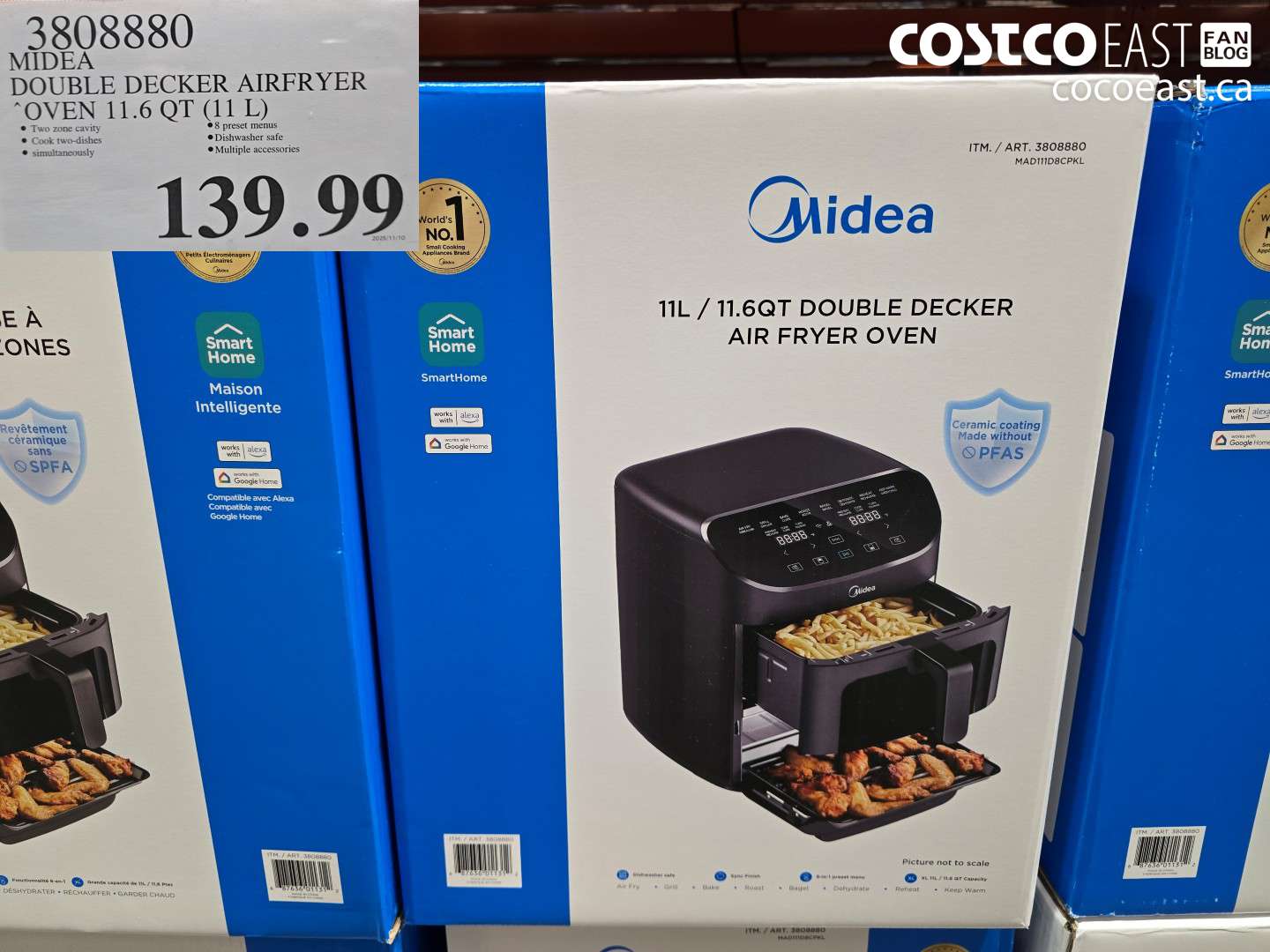 3808880 MIDEA DOUBLE DECKER AIRFRYER ‘OVEN 11.6 QT (11 L) $139.99