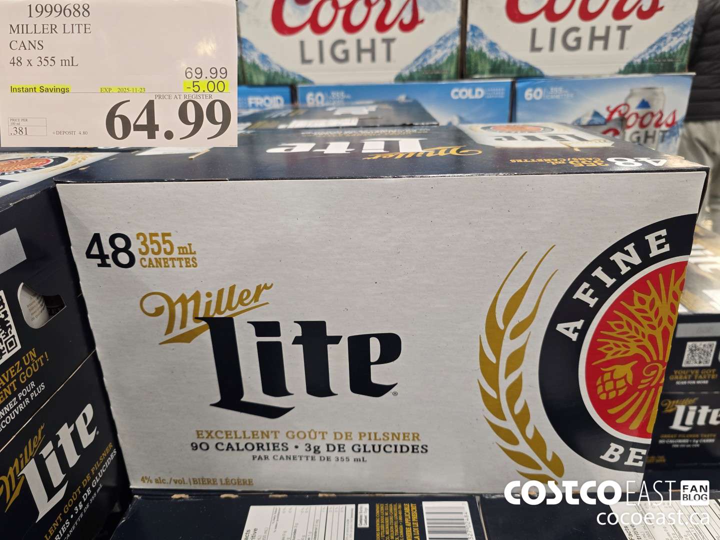 1999688 MILLER LITE CANS 48 x 355 mL ($5.00 INSTANT SAVINGS EXPIRES ON 2025-11-23) $64.99
