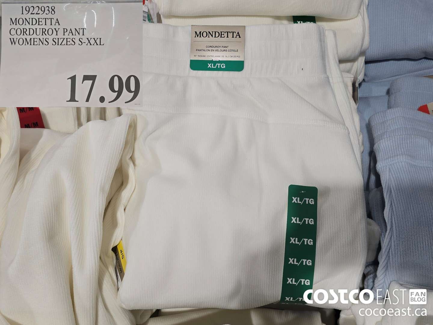 1922938 MONDETTA CORDUROY PANT WOMENS SIZES S-XXL $17.99