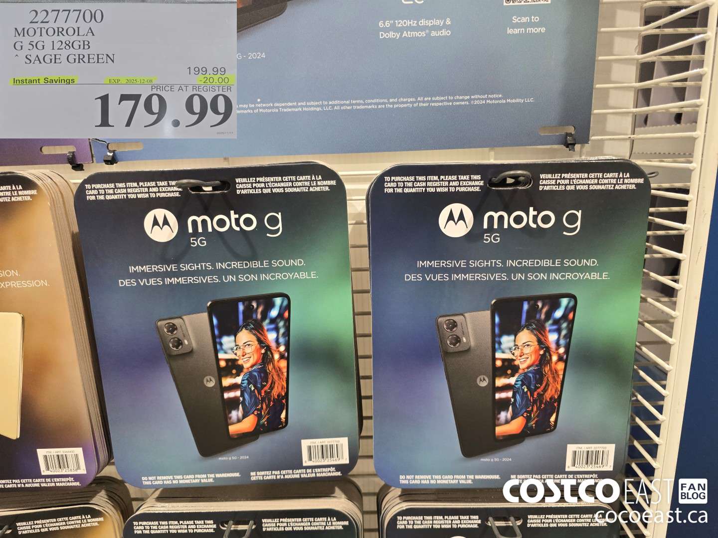 2277700 MOTOROLA G 5G 128GB SAGE GREEN ($20.00 INSTANT SAVINGS EXPIRES ON 2025-12-08) $179.99