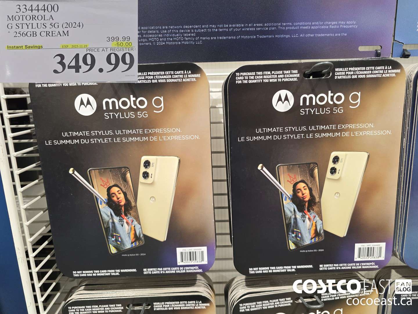 3344400 MOTOROLA G STYLUS 5G (2024) * 256GB CREAM ($50.00 INSTANT SAVINGS EXPIRES ON 2025-11-19) $349.99